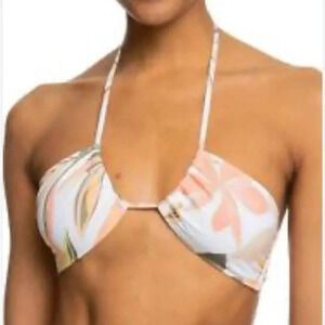 Roxy Printed Beach Classics Triangle Tropical Swim Surf Bikini Top Adjust XL NEW